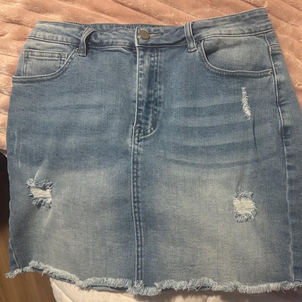 Trendy Distressed Denim Mini Skirt